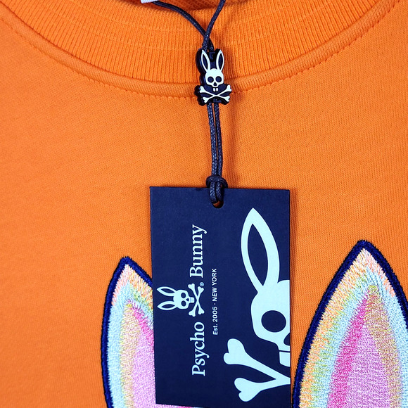 Psycho Bunny Mischief NWT XL Sweatshirt Logo Embroidered Cotton Orange Crewneck - Picture 4 of 15